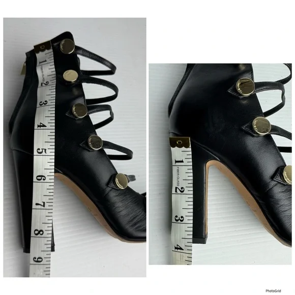 Jimmy Choo Venice black leather multi strap 100 MM pump size 7